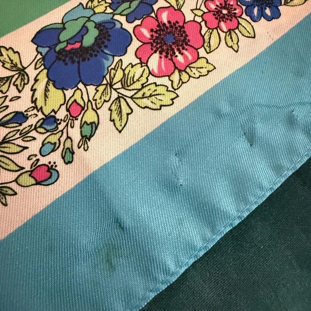 Vintage Floral and‎ Tropical Scarf Lot of 3 Green Blue Pink Teal Bundle